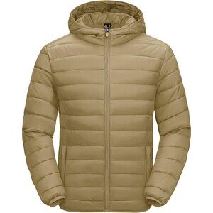 Men's Ceramal Hooded Water-Resistant Outerwear Warm Quilted Puffer Jacket